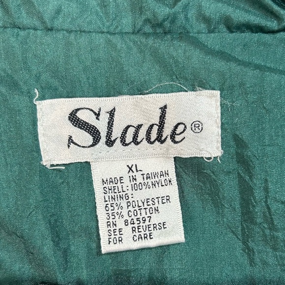 Vintage 80’s 90’s Slade Green and Gold Crest Print Nylon Windbreaker Size XL - Picture 10 of 13